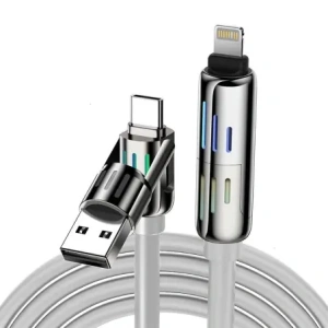 Hurtownia GSM - Blitzwolf BW-HDC6 4 az 1-ben USB-C / USB-A to USB-C / Lightning kábel 1.2m 240W RGB (szürke) - BLZ623 - {ean13} - Hurt