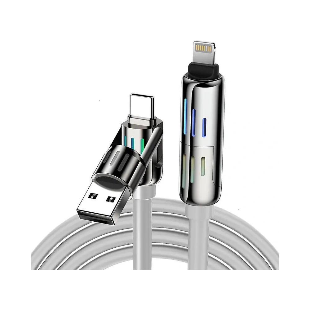 Hurtownia GSM - Blitzwolf BW-HDC6 4 az 1-ben USB-C / USB-A to USB-C / Lightning kábel 1.2m 240W RGB (szürke) - BLZ623 - {ean13} - Hurt