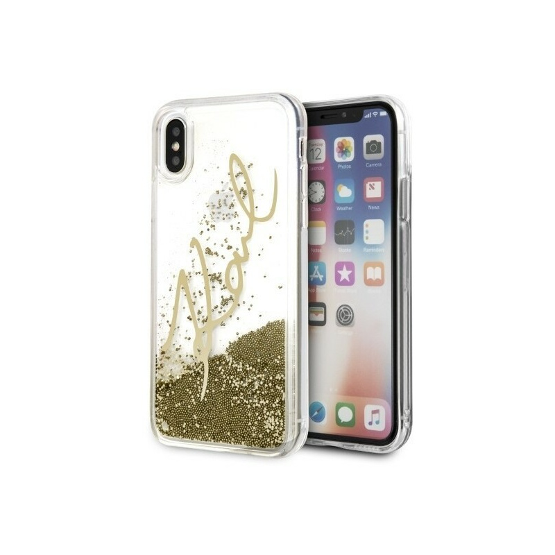 Karl Lagerfeld Distributor - 3700740410493 - KLD218GLD - Karl Lagerfeld KLHCPXSGGO iPhone X/Xs gold gold hard case Signature Liquid Glitter - B2B homescreen