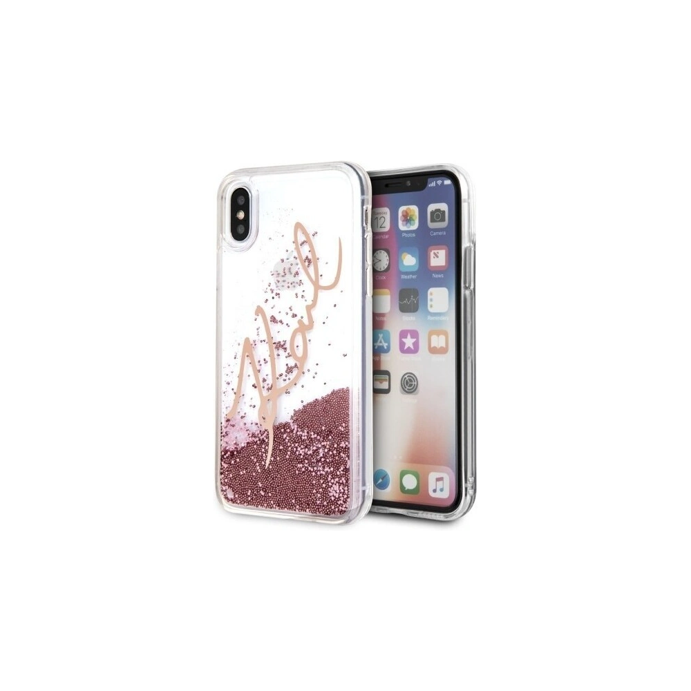 Hurtownia GSM - Karl Lagerfeld KLHCPXSGPI iPhone X/Xs różowo-złoty/pink gold hard case Signature Liquid Glitter - KLD219RS - {ean13} - Hurt