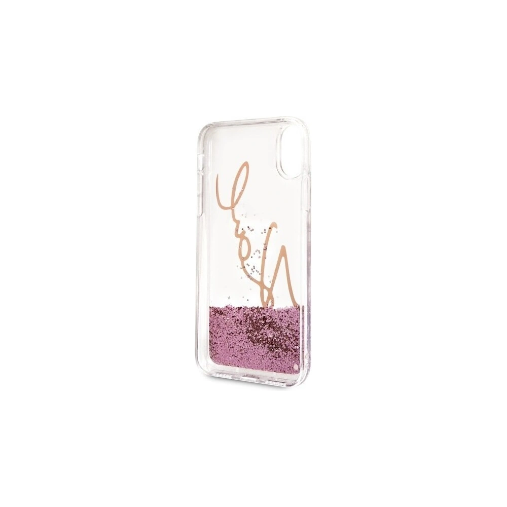 Hurtownia GSM - Karl Lagerfeld KLHCPXSGPI iPhone X/Xs różowo-złoty/pink gold hard case Signature Liquid Glitter - KLD219RS - {ean13} - Hurt