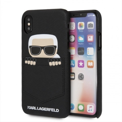 Karl Lagerfeld KLHCPXSKSF iPhone X hardcase black Sneaky Karl - Saffiano