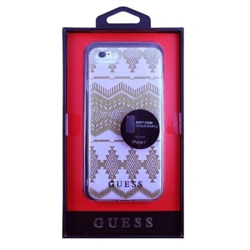 Etui Guess GUHCP7TGTA Apple iPhone SE 2022/SE 2020/8/7 beżowy/taupe hardcase Aztec Tribal 3D
