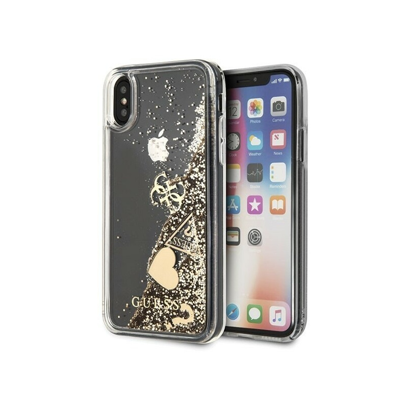 Guess Distributor - 3700740437766 - GUE315GLD - Guess GUHCPXGLHFLGO iPhone X/Xs gold hard case Glitter Hearts - B2B homescreen