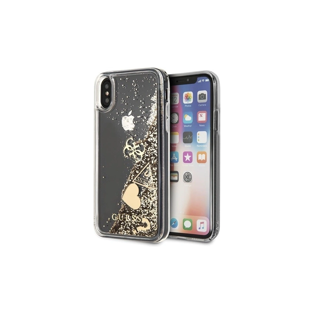 Hurtownia GSM - Etui Guess GUHCPXGLHFLGO Apple iPhone X/XS gold/złoty hard case Glitter Hearts - GUE315GLD - {ean13} - Hurt