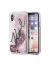 Karl Lagerfeld KLHCPXTRKSIGPI iPhone X /Xs roz Pink hard case Signature Liquid Glitter Stars