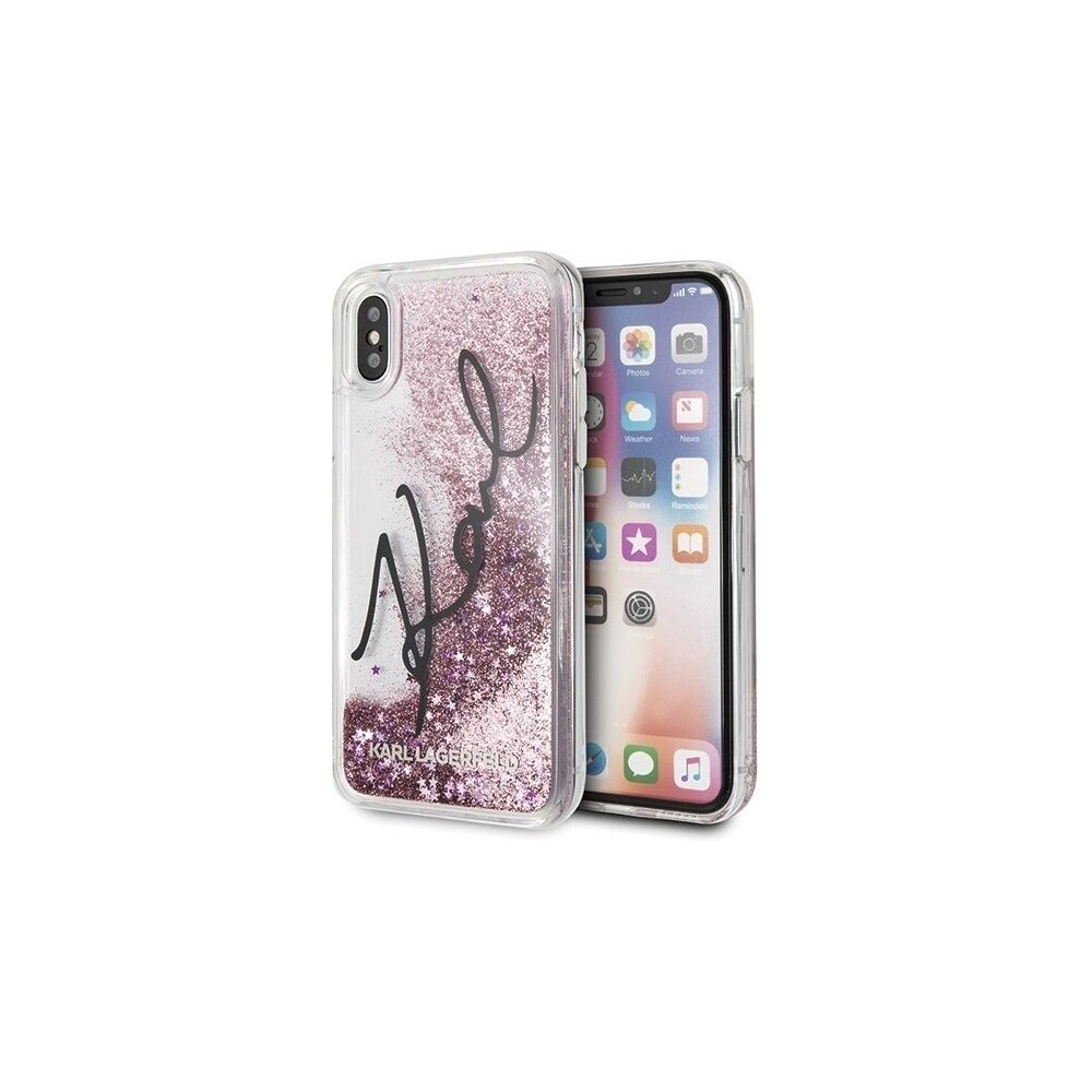Hurtownia GSM - Karl Lagerfeld KLHCPXTRKSIGPI iPhone X /Xs różowy/pink hard case Signature Liquid Glitter Stars - KLD226PNK - {ean13} - Hurt