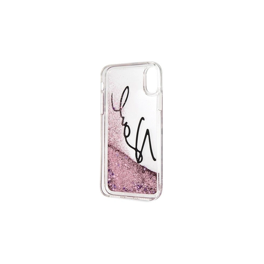 Hurtownia GSM - Karl Lagerfeld KLHCPXTRKSIGPI iPhone X /Xs różowy/pink hard case Signature Liquid Glitter Stars - KLD226PNK - {ean13} - Hurt
