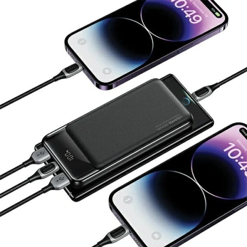 Powerbank USAMS XY Series 10000mAh 10W MicroUSB, 2xUSB-A, USB-C czarny/black