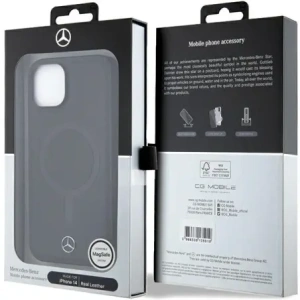 Mercedes MEHMP14S23RCMK Apple iPhone 13 / 14 / 15 kemény tok Smooth Leather MagSafe fekete