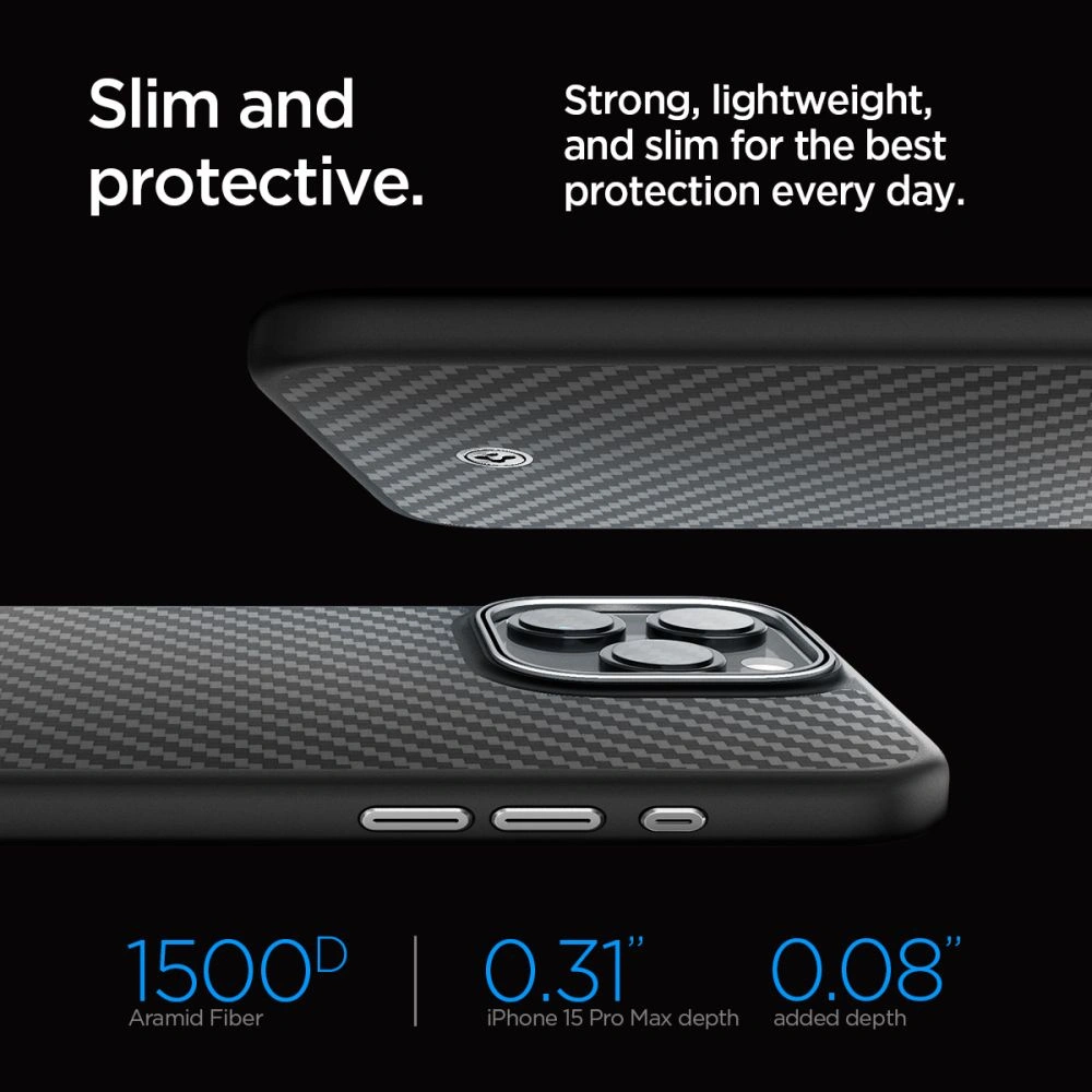 Hurtownia GSM - [OUTLET] Etui Spigen Enzo Aramid Mag MagSafe Apple iPhone 15 Pro Max Matt Fekete - OT-762 - {ean13} - Hurt