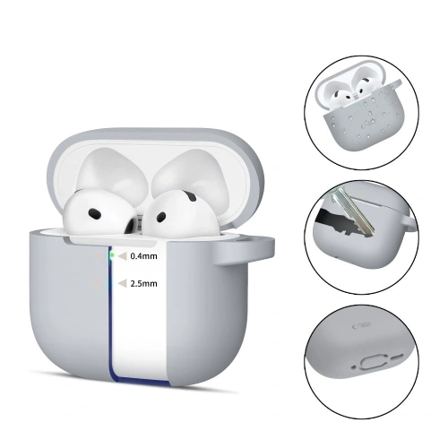 Etui Tech-Protect Silicone Hook Apple Airpods 4 Crayon Grey