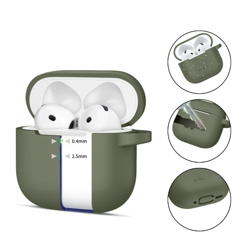 Etui Tech-Protect Silicone Hook Apple Airpods 4 Olive Green