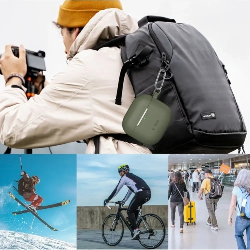 Etui Tech-Protect Silicone Hook Apple Airpods 4 Olive Green