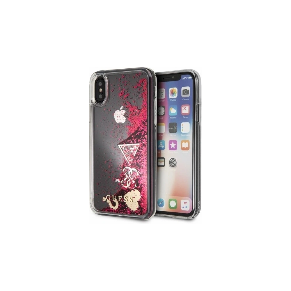 Hurtownia GSM - Etui Guess GUHCPXGLHFLRA Apple iPhone X/XS raspberry hard case Glitter Hearts - GUE316HEA - {ean13} - Hurt