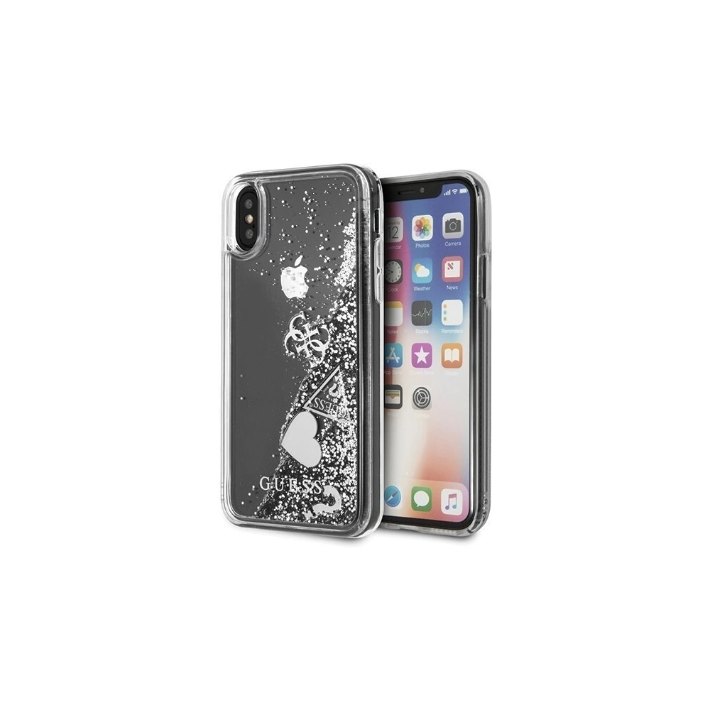 Hurtownia GSM - Etui Guess GUHCPXGLHFLSI Apple iPhone X/XS srebrny/silver hard case Glitter Hearts - GUE317SLVHEA - {ean13} - Hurt