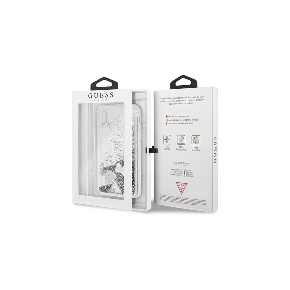 Hurtownia GSM - Etui Guess GUHCPXGLHFLSI Apple iPhone X/XS srebrny/silver hard case Glitter Hearts - GUE317SLVHEA - {ean13} - Hurt