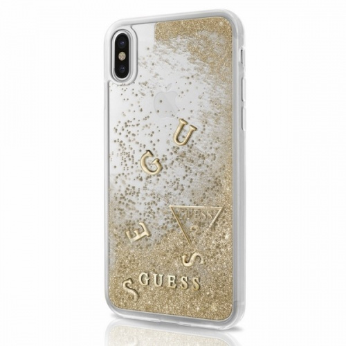 Hurtownia Guess - 3700740407882 - GUE319GLD - Etui Guess GUHCPXGLUFLGO Apple iPhone X gold/złoty hard case Glitter Liquid - B2B homescreen