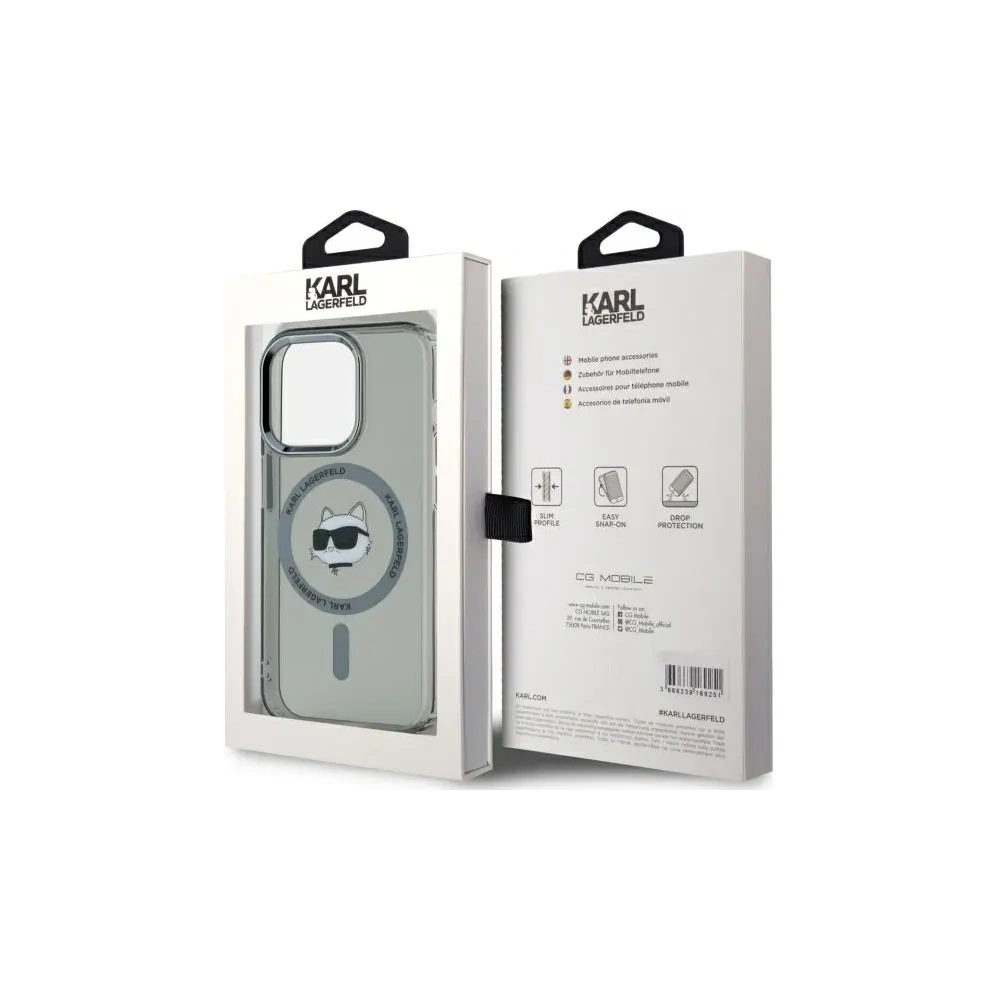 Wholesale Karl Lagerfeld KLHMP15LHLSCHK Apple iPhone 15 Pro hardcase IML Metal Choupette Head MagSafe black - KLD21788 - {ean13} - Hurt