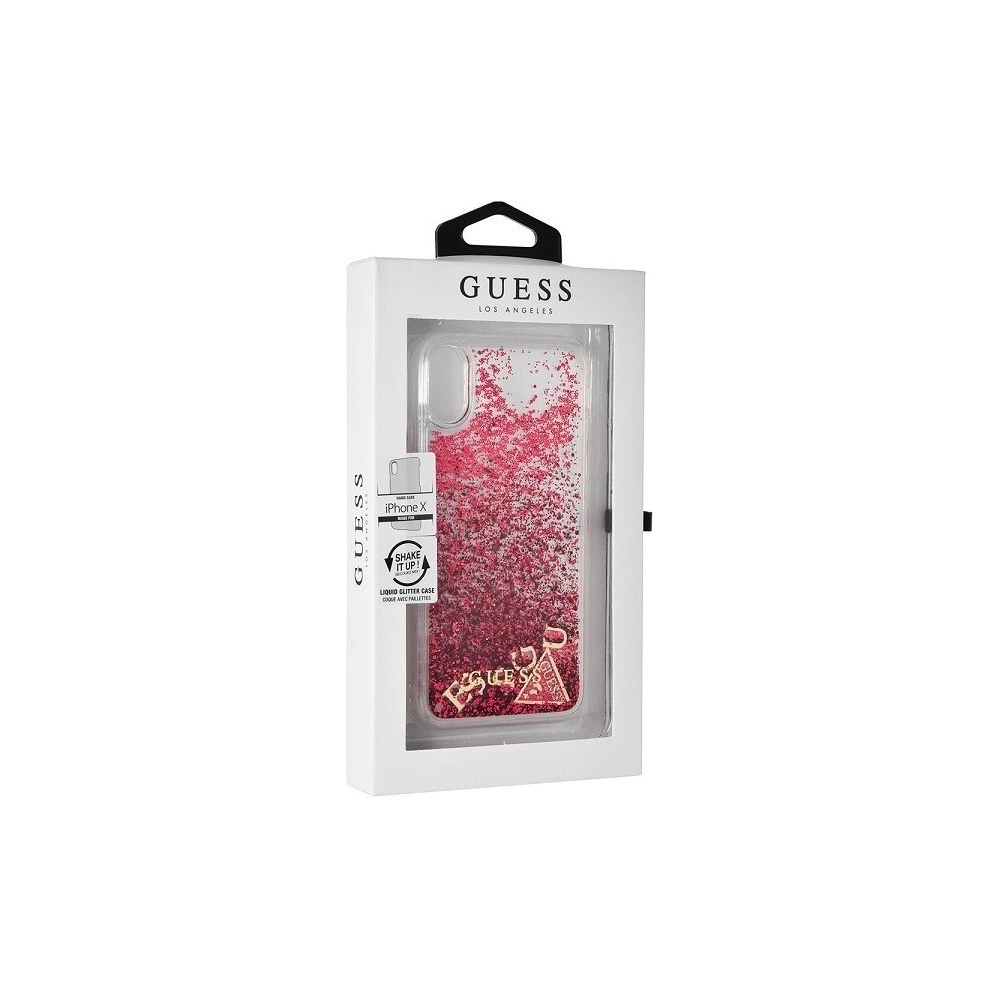 Hurtownia GSM - Etui Guess GUHCPXGLUFLRA Apple iPhone X raspberry hard case Glitter Liquid - GUE320 - {ean13} - Hurt