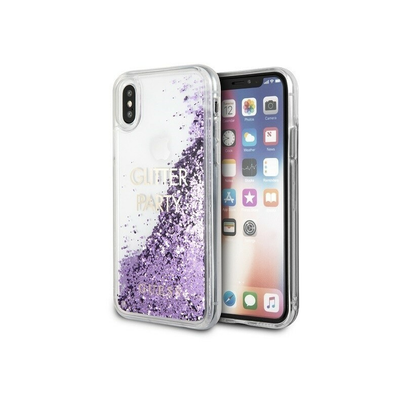 Guess Distributor - 3700740407936 - GUE322PRP - Guess GUHCPXGLUQPU iPhone X/Xs purple hard case Liquid Glitter Party - B2B homescreen