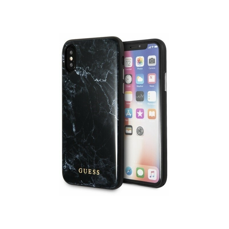 Hurtownia Guess - 3700740422717 - GUE323BLK - Etui Guess GUHCPXHYMABK Apple iPhone X/XS czarny/black Marble - B2B homescreen