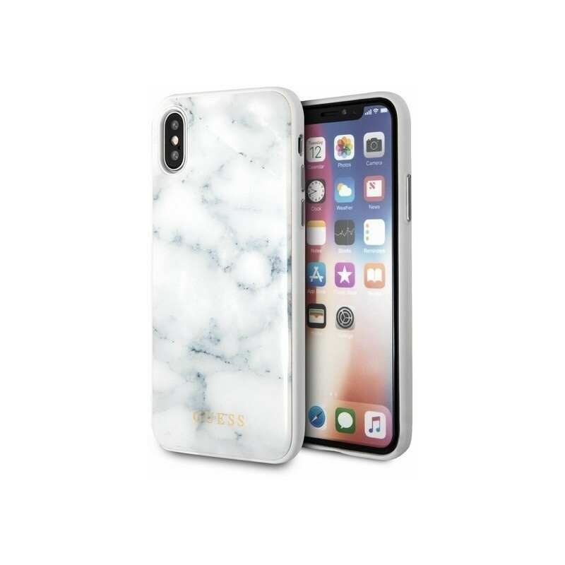 Hurtownia Guess - 3700740422663 - GUE324WHT - Etui Guess GUHCPXHYMAWH Apple iPhone X/XS biały/white Marble - B2B homescreen