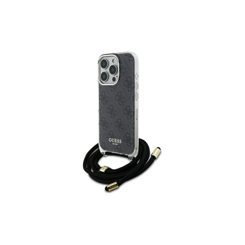 Hurtownia GSM - Guess GUHCP16LHC4SEK Apple iPhone 16 Pro kemény ház Crossbody Kábel 4G Nyomtatás fekete - GUE4094 - {ean13} - Hurt