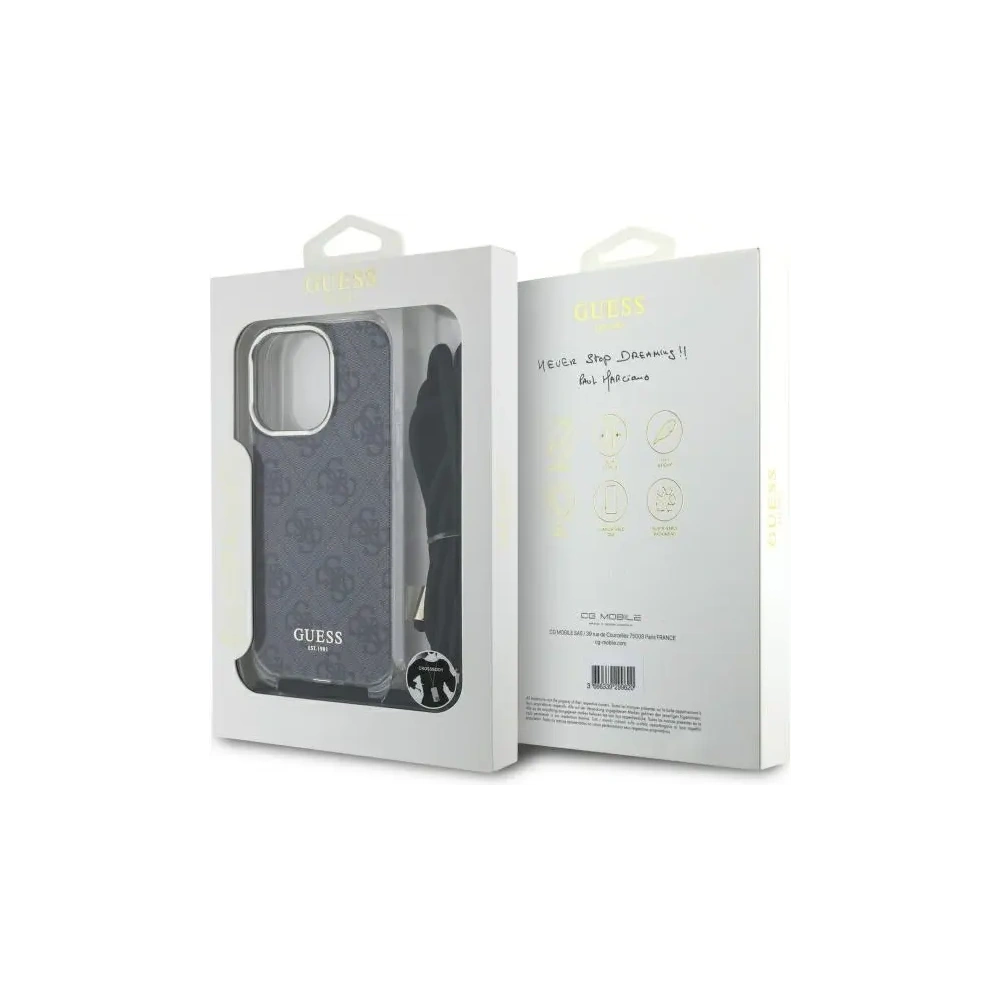 Hurtownia GSM - Guess GUHCP16LHC4SEK Apple iPhone 16 Pro kemény ház Crossbody Kábel 4G Nyomtatás fekete - GUE4094 - {ean13} - Hurt
