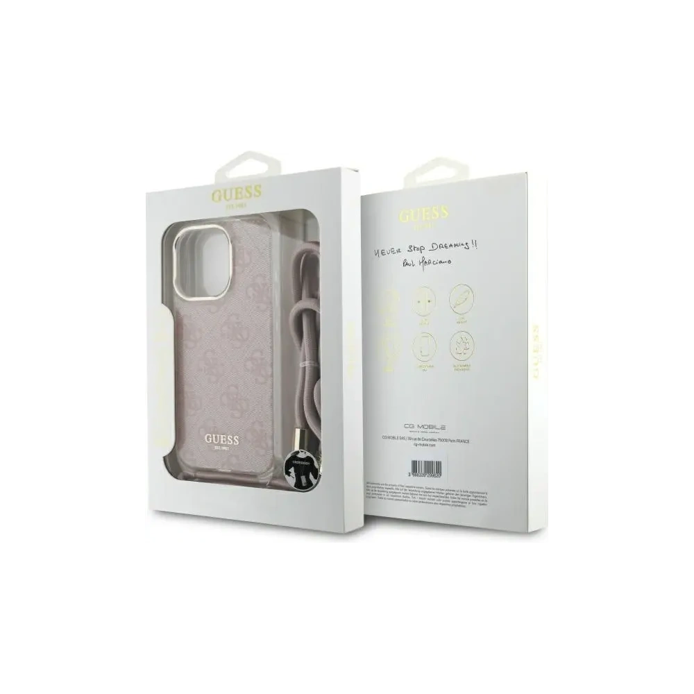 Hurtownia GSM - Etui Guess GUHCP16LHC4SEP Apple iPhone 16 Pro hardcase Crossbody Cord 4G Print růžový/pink - GUE4095 - {ean13} - Hurt