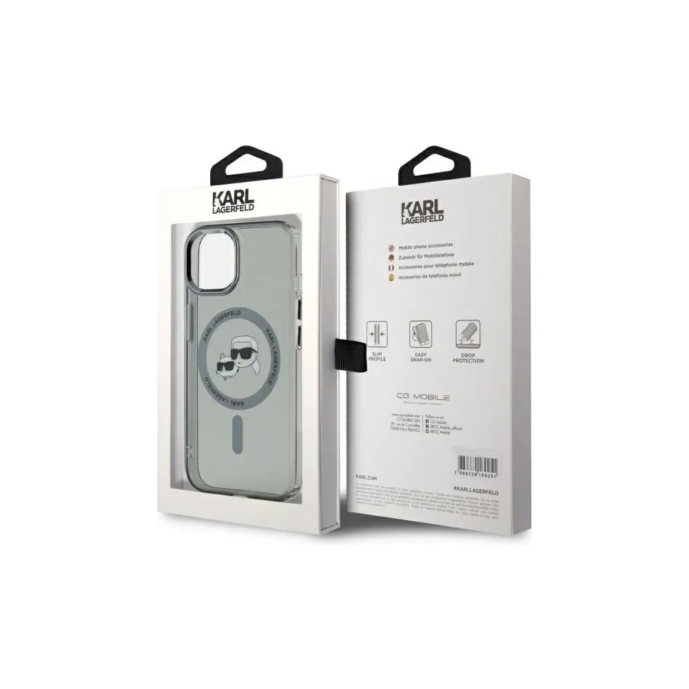 Hurtownia GSM - Karl Lagerfeld KLHMP15SHLSKCK Apple iPhone 15 hardcase IML Metal Karl&Choupette Head MagSafe negru - KLD21792 - {ean13} - Hurt