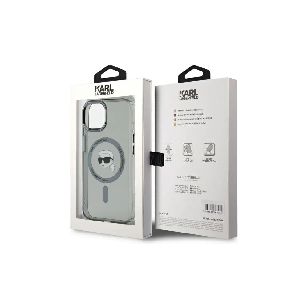 Hurtownia GSM - Karl Lagerfeld KLHMP15SHLSKIK Apple iPhone 15 carcasă dură IML Metal Karl Head MagSafe negru - KLD21793 - {ean13} - Hurt