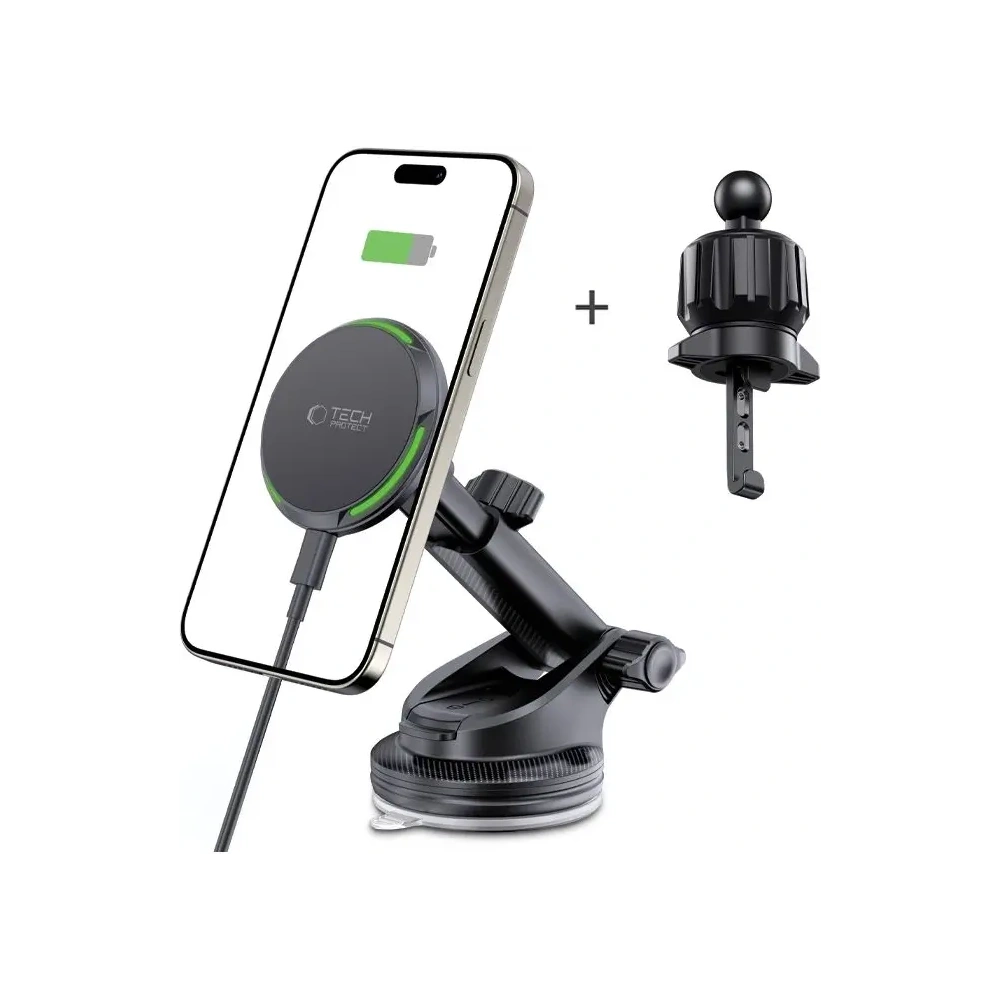 Hurtownia GSM - Tech-Protect MM15W-V6 Qi2 Magnetic Magsafe Suport Auto pentru Telefon cu Încărcare Wireless 15W Negru - THP3451 - {ean13} - Hurt