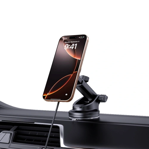 Uchwyt samochodowy Tech-Protect MM15W-V6 Qi2 Magnetic Magsafe Dashboard & Vent Car Mount Wireless Charger 15W Black