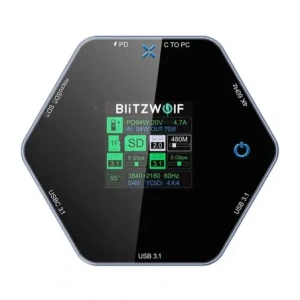 Hurtownia GSM - Dokovací stanice 8v1 Blitzwolf BW-TH16 USB 100W LCD Smart Display USB-C 3.1, 2xUSB-A 3.1, USB-C PD 100W, HDMI 4K60hz, TF/SD 3.0, HD 4K@60hz - BLZ628 - {ean13} - Hurt