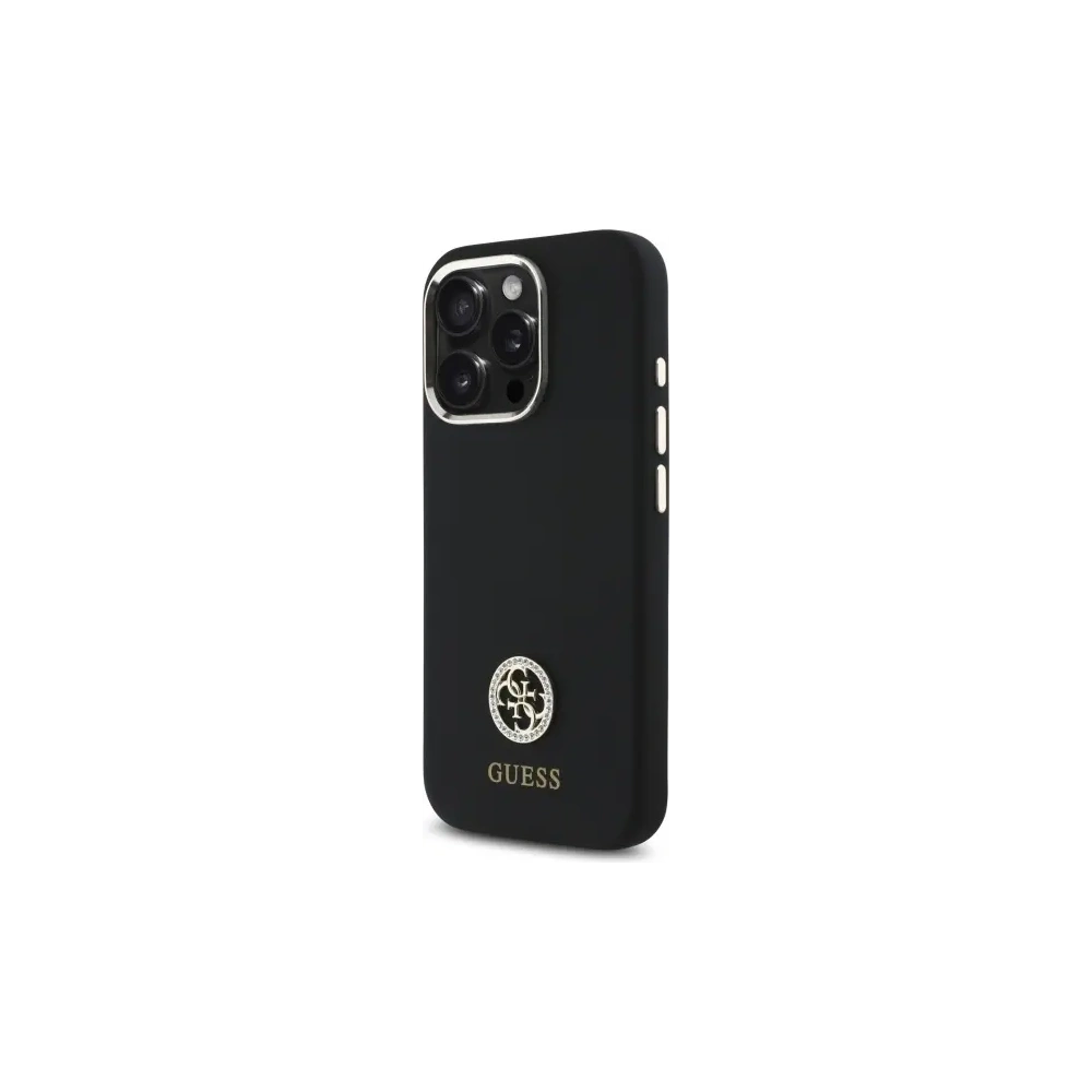 Guess GUHCP16LM4DGPK Apple iPhone 16 Pro Hartschale Silikon Logo Strass 4G schwarz
