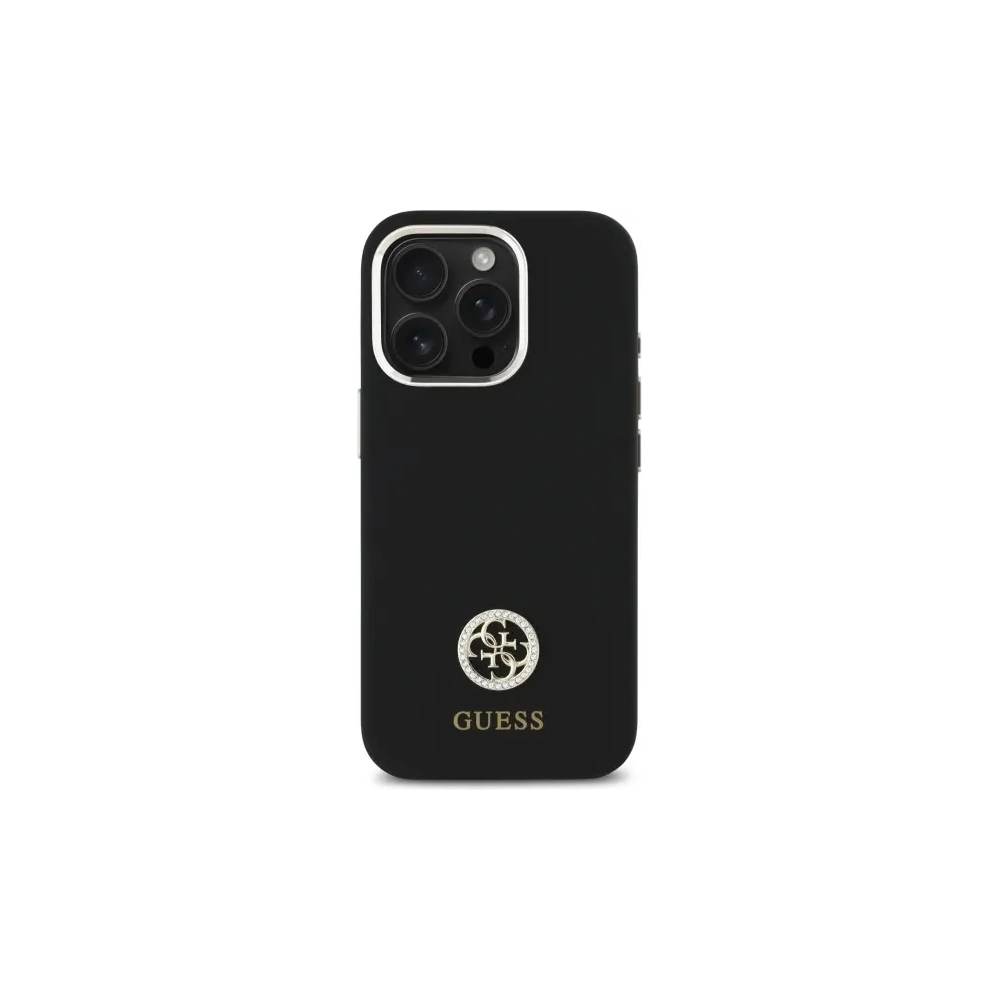 Guess GUHCP16LM4DGPK Apple iPhone 16 Pro Hartschale Silikon Logo Strass 4G schwarz