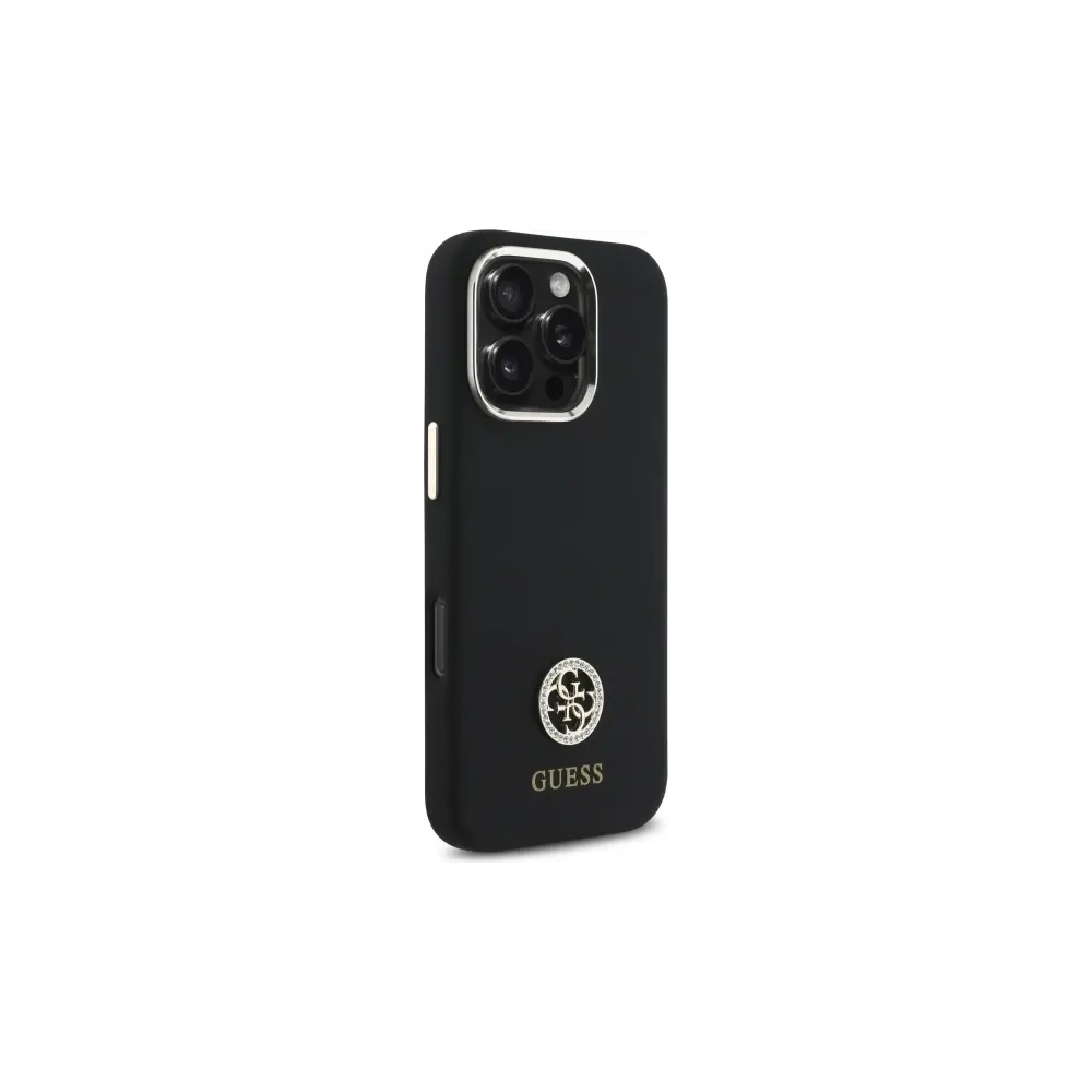 Guess GUHCP16LM4DGPK Apple iPhone 16 Pro Hartschale Silikon Logo Strass 4G schwarz
