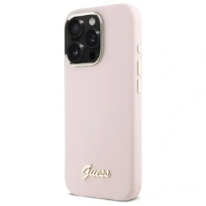 Etui Guess GUHCP16LSMBSLP Apple iPhone 16 Pro hardcase Silicone Script Metal Logo & Frame różowy/pink
