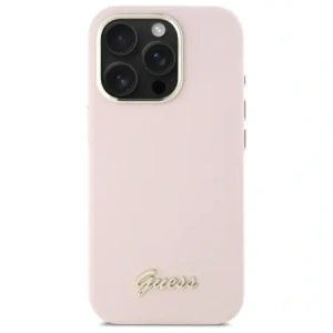 Etui Guess GUHCP16LSMBSLP Apple iPhone 16 Pro hardcase Silicone Script Metal Logo & Frame różowy/pink