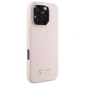 Etui Guess GUHCP16LSMBSLP Apple iPhone 16 Pro hardcase Silicone Script Metal Logo & Frame różowy/pink