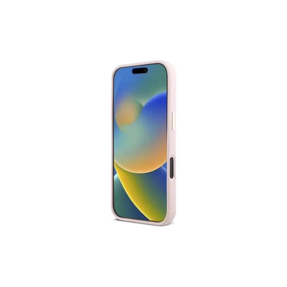 Guess GUHCP16LSMBSLP Apple iPhone 16 Pro Hardcase Silikon Schrift Metalllogo & Rahmen pink