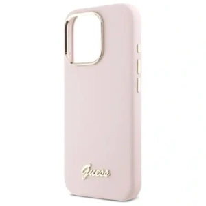 Etui Guess GUHCP16LSMBSLP Apple iPhone 16 Pro hardcase Silicone Script Metal Logo & Frame różowy/pink