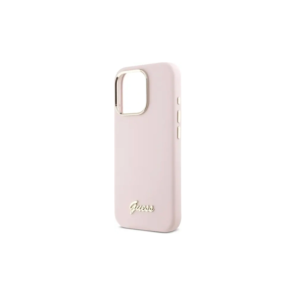 Etui Guess GUHCP16LSMBSLP Apple iPhone 16 Pro hardcase Silicone Script Metal Logo & Frame różowy/pink