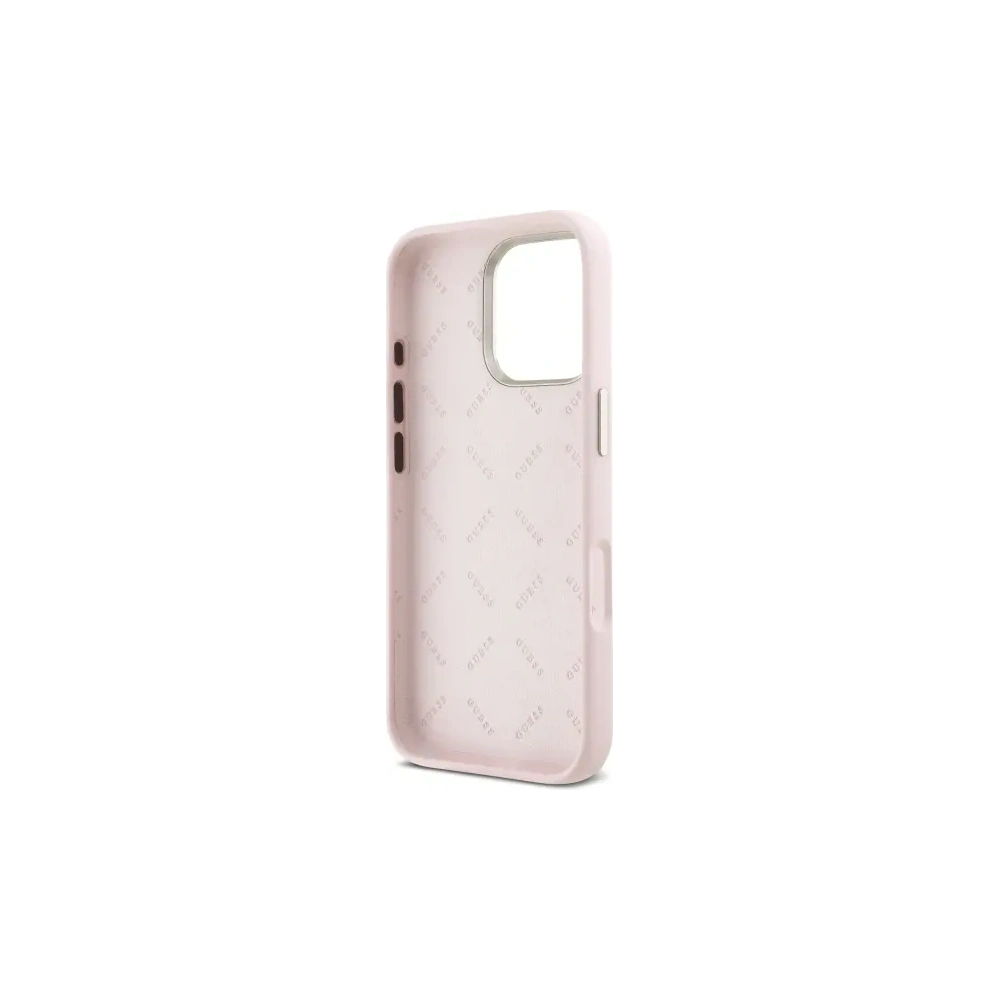 Etui Guess GUHCP16LSMBSLP Apple iPhone 16 Pro hardcase Silicone Script Metal Logo & Frame różowy/pink