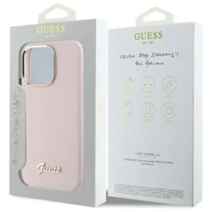 Etui Guess GUHCP16LSMBSLP Apple iPhone 16 Pro hardcase Silicone Script Metal Logo & Frame różowy/pink