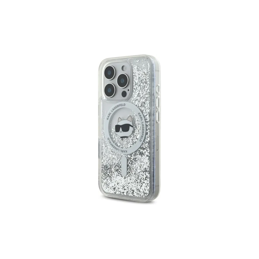 Wholesale Karl Lagerfeld KLHMP16LLGCHSGH Apple iPhone 16 Pro hardcase Liquid Glitter Choupette Head Magsafe transparent - KLD21797 - {ean13} - Hurt