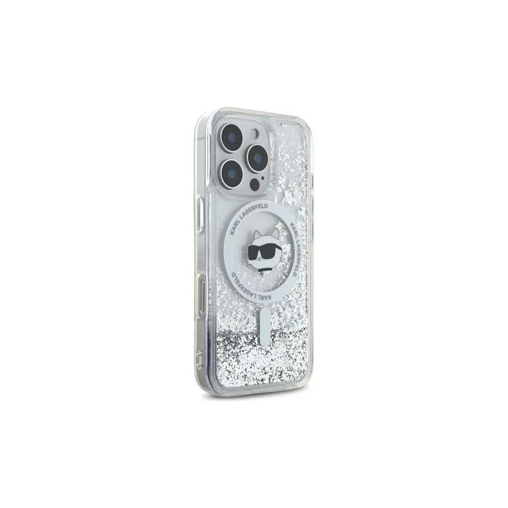 Wholesale Karl Lagerfeld KLHMP16LLGCHSGH Apple iPhone 16 Pro hardcase Liquid Glitter Choupette Head Magsafe transparent - KLD21797 - {ean13} - Hurt