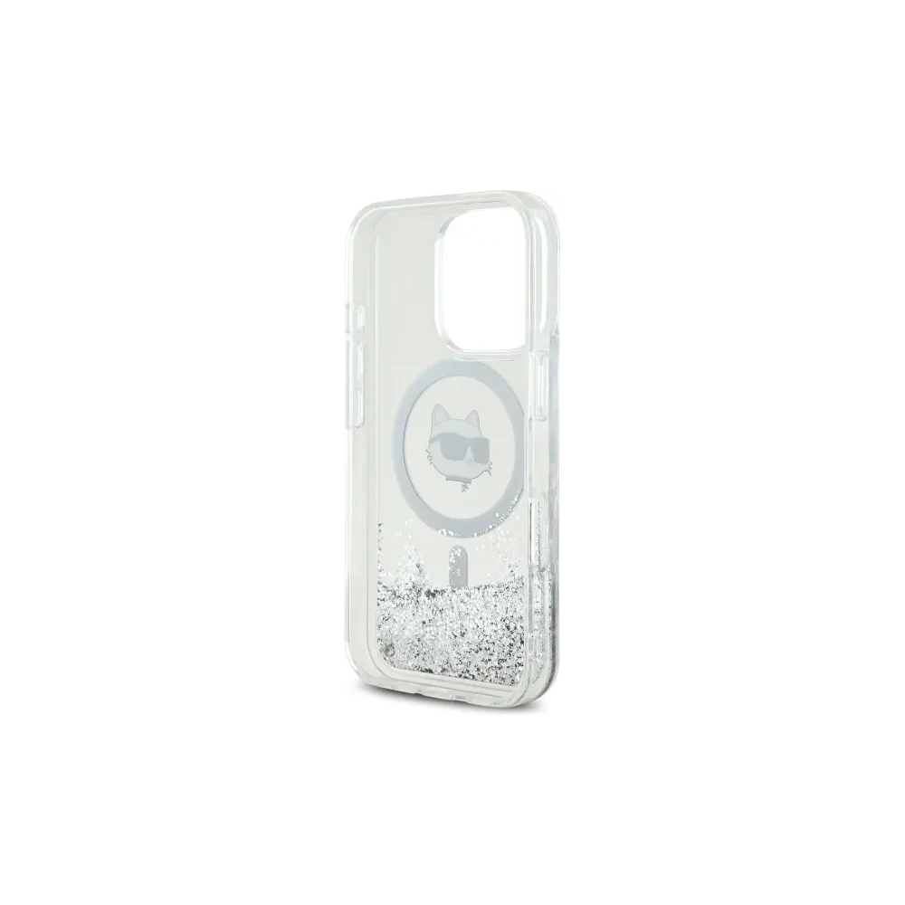 Wholesale Karl Lagerfeld KLHMP16LLGCHSGH Apple iPhone 16 Pro hardcase Liquid Glitter Choupette Head Magsafe transparent - KLD21797 - {ean13} - Hurt