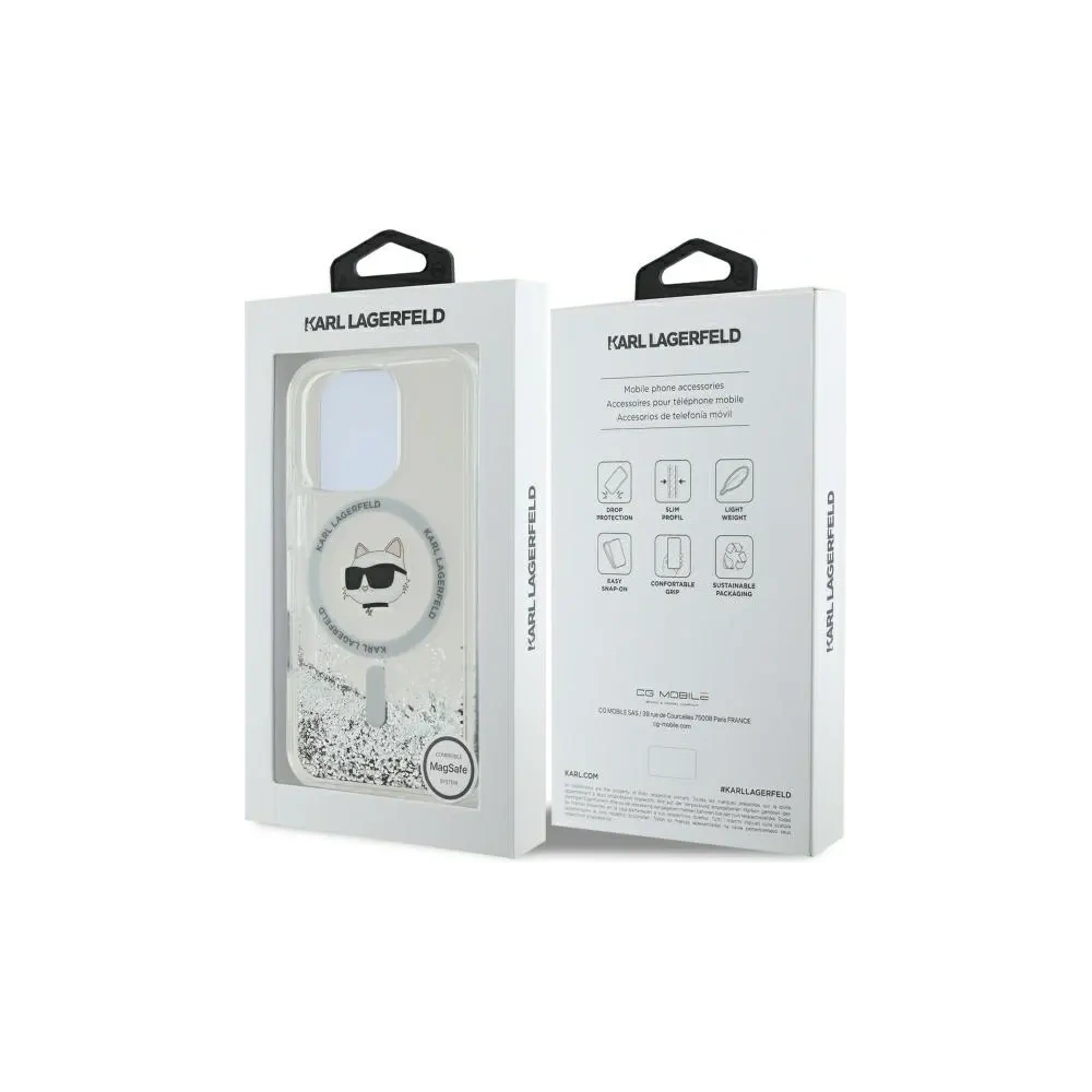 Wholesale Karl Lagerfeld KLHMP16LLGCHSGH Apple iPhone 16 Pro hardcase Liquid Glitter Choupette Head Magsafe transparent - KLD21797 - {ean13} - Hurt